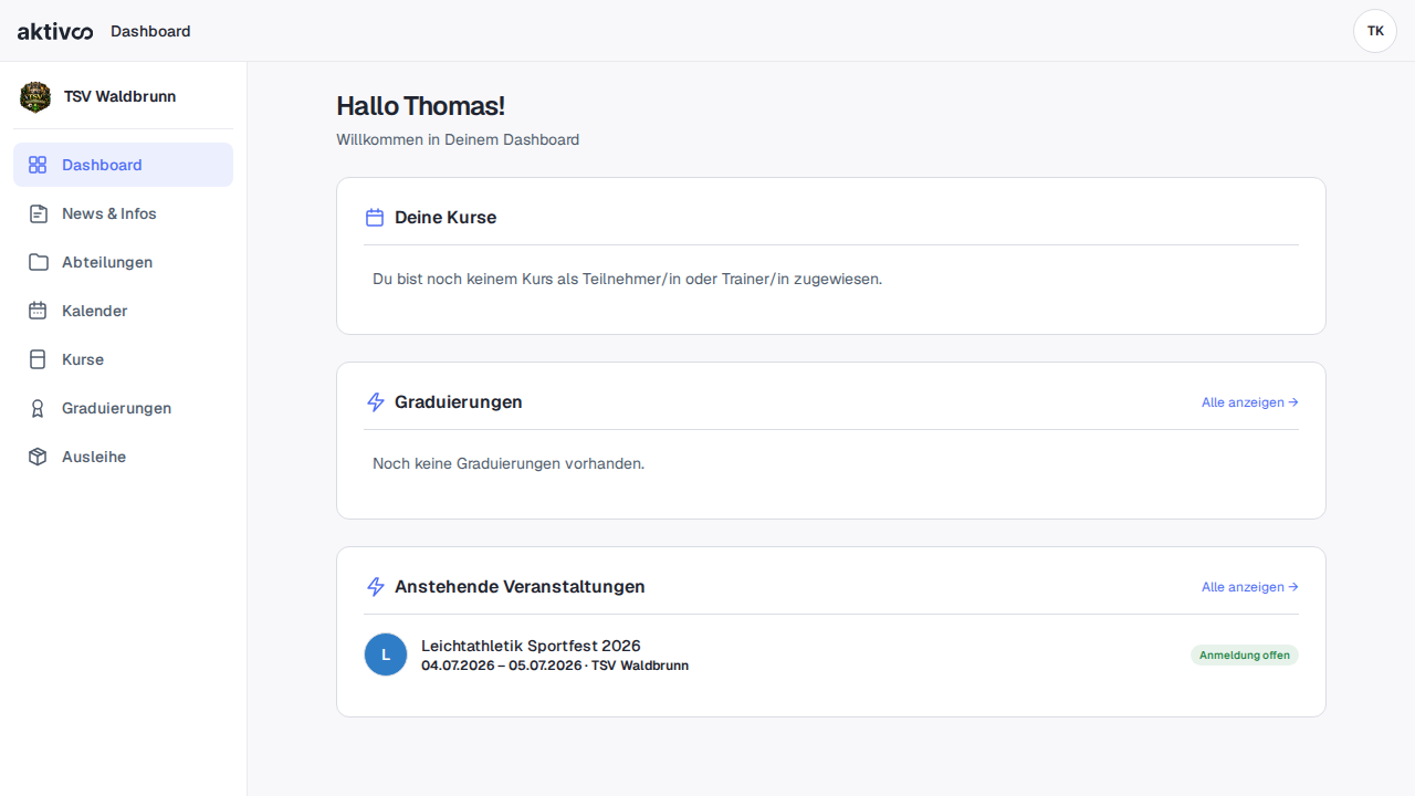 Dashboard mit Abteilungsleitung-Navigation