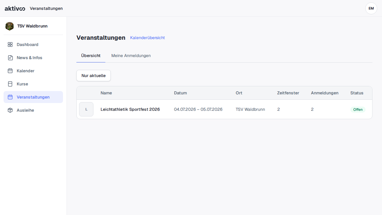 Veranstaltungen – Übersicht (Mitglied)